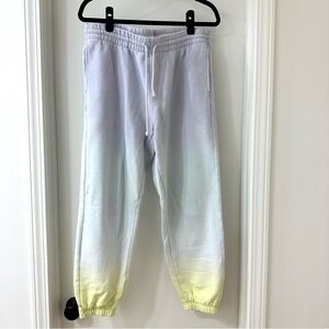 TNA Ombre Sweatpants, Gray, Blue & Yellow, Elastic Cuffs, Size L
